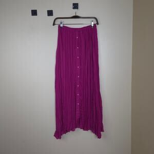 Vintage The Limited Pull-on Button Front Maxi Skirt in Fuchsia One Size